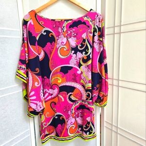 Trina Turk Hot Pink Blue Swim Cover up